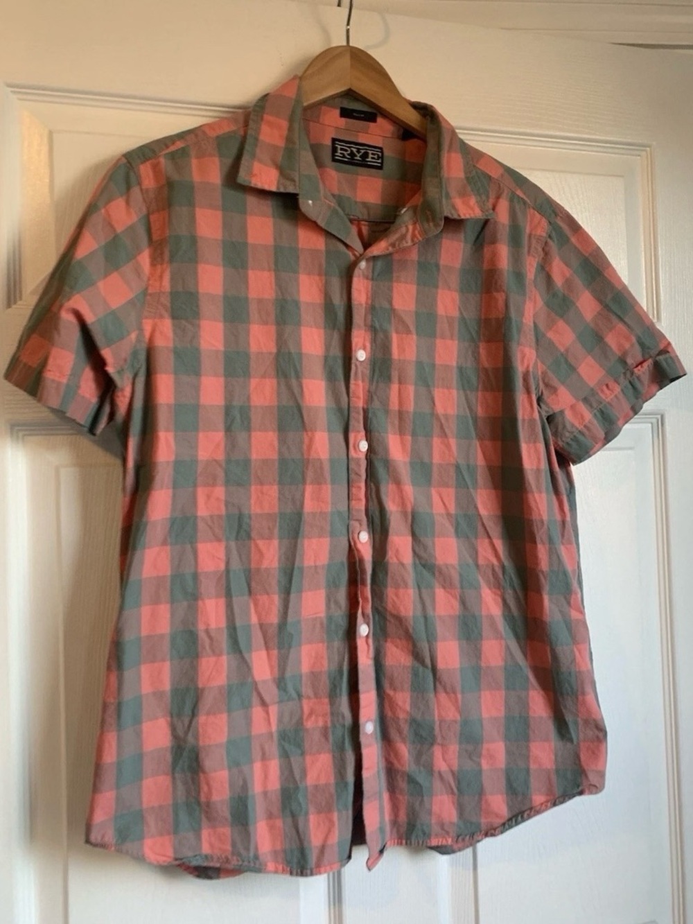 RYE by Fawker Rye Men's L Slim Fit Plaid Short Sleeve Shirt